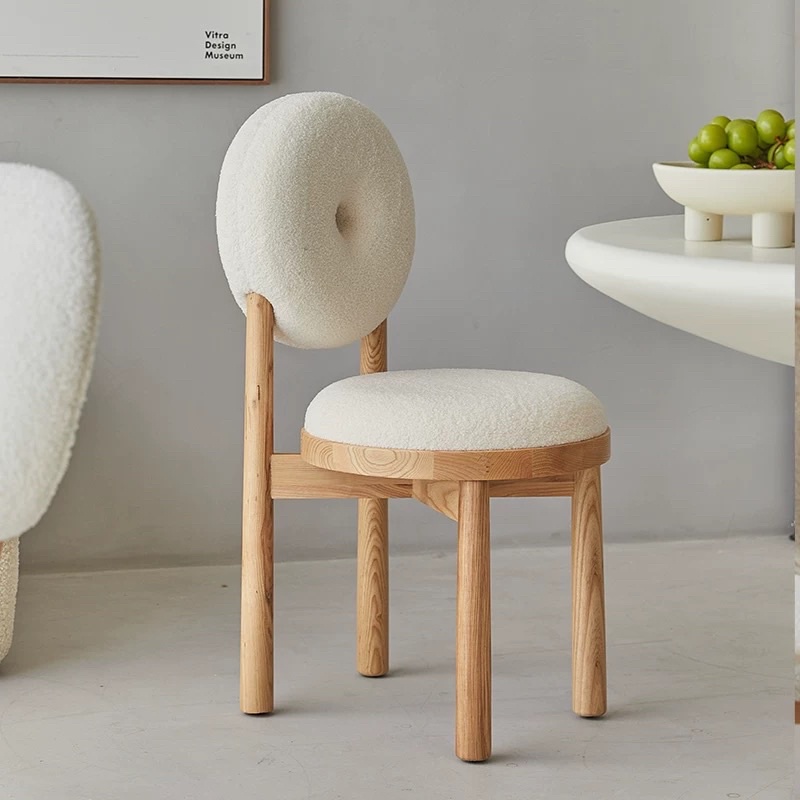 Ghế ăn tựa lưng Boba Chair vải cashmere và gỗ cao cấp phong cách Bắc Âu