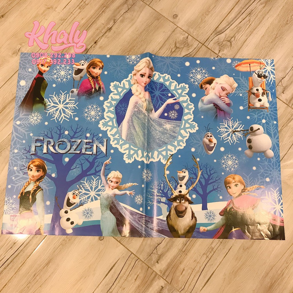 Giao ngẫu nhiên giấy gói quà hoặc bao tập hình công chúa Anna, Elsa (Frozen) size A2 (77x52cm) - GBTGQFZ001