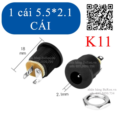 Jack cắm nguồn 5.5x2.1 5.5x2.5 dương