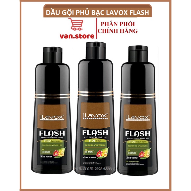 Dầu Gội Phủ Bạc LAVOX FLASH - Lược Nhuộm Tóc Thông Minh Đen / Nâu Thảo Dược Tự Nhiên An Toàn