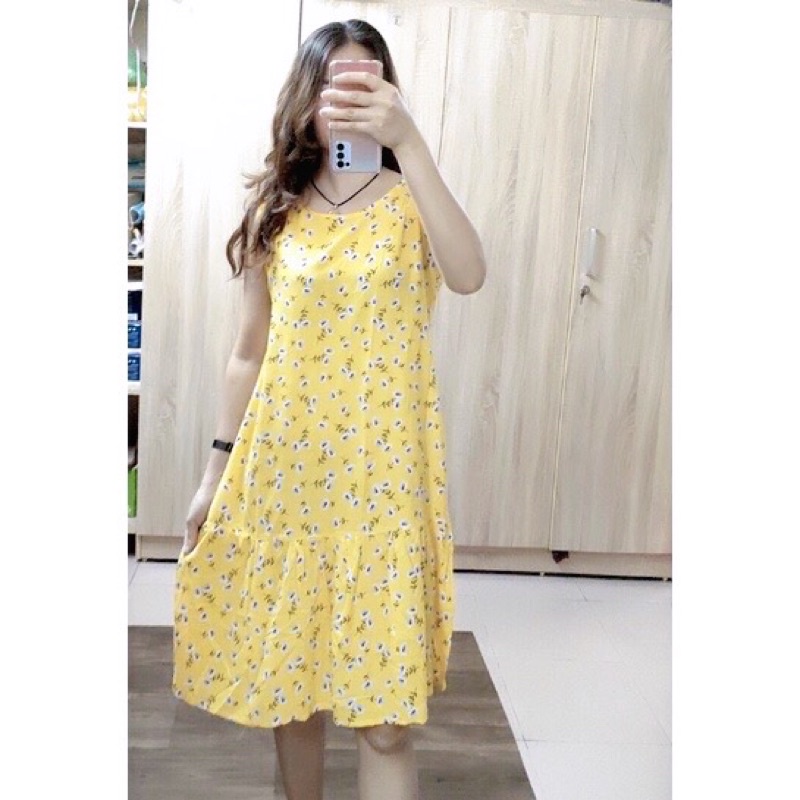 🌼Váy lanh Việt Thắng đuôi cá sát nách (ảnh tự chụp) | BigBuy360 - bigbuy360.vn