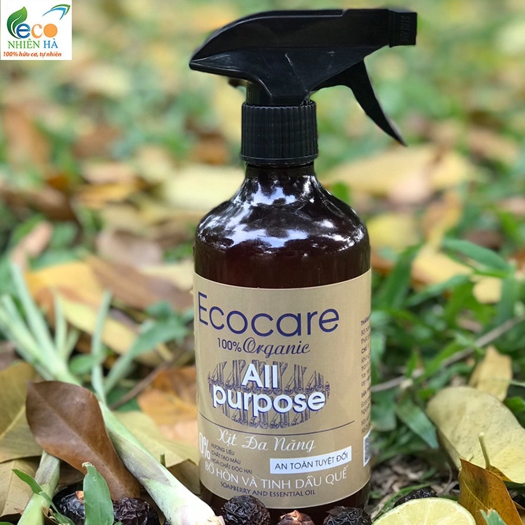 Nước lau bàn ăn ECOCARE 500ml tinh dầu quế hữu cơ, xịt đa năng, lau kính, lau bếp, khử mùi