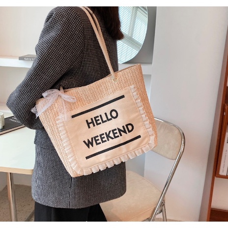 Túi Xách Vintage  Túi Đi Biển Phong Cách Trẻ Trung Phối Ren Nơ