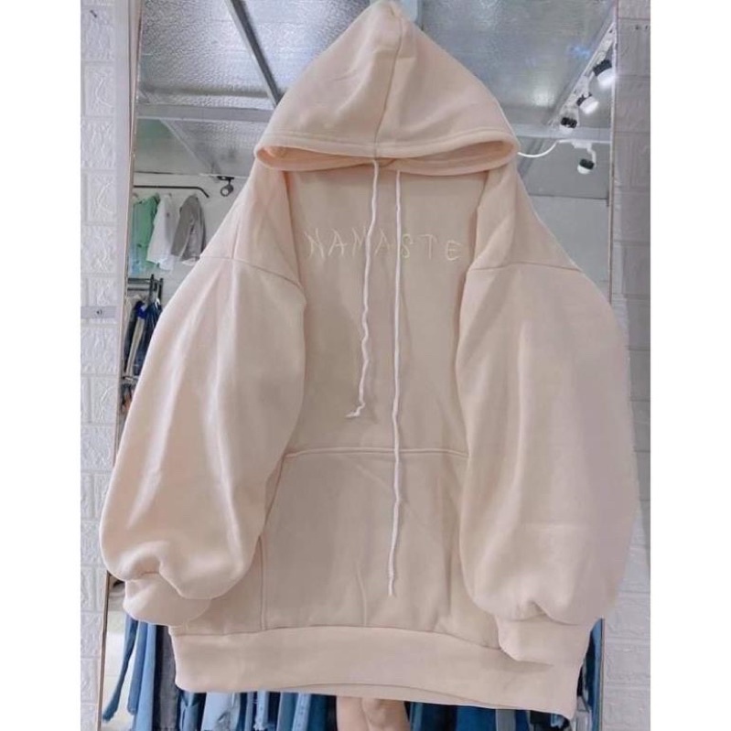 Áo Hoodie Nỉ Thêu Chữ NAMASTE  Form Rộng Tay Phồng - Áo Hoodie Nỉ Nữ Túi Bụng nhiều Màu