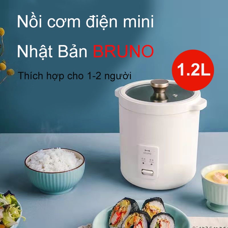 Nồi cơm điện mini đa năng BRUNO 1,2L ( Nấu cơm ngon,cháo, hầm, hấp luộc) cho 1-2 người, nấu cháo thơm ngon hơn