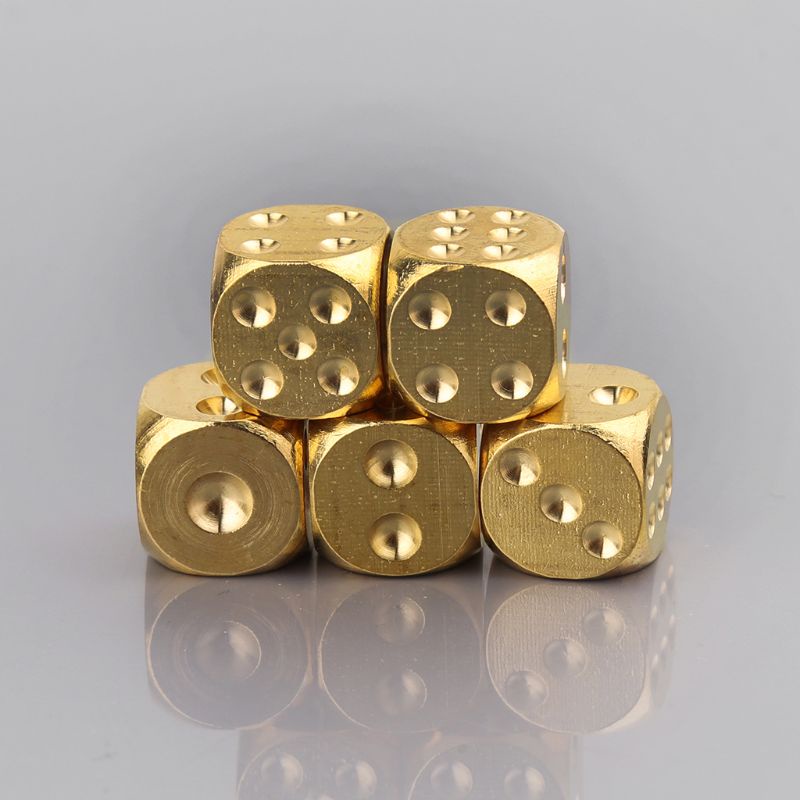 1 Khối Xúc Xắc Bằng Đồng Thau Đánh Bóng Kích Thước 20mm