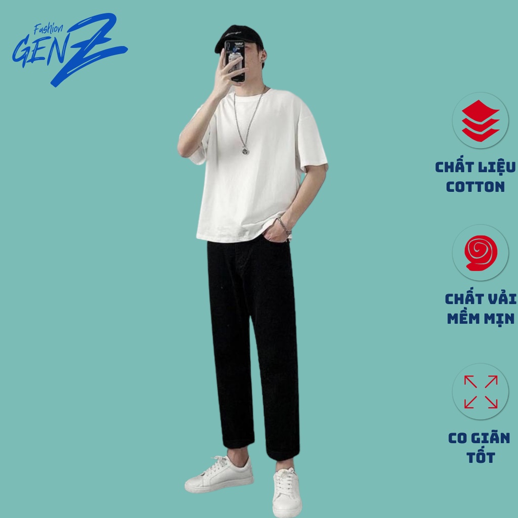 Quần jbaggy jean nam ống suông rộng+ áo phông tay lỡ unisex bán kèm deal sốc style hàn quốc