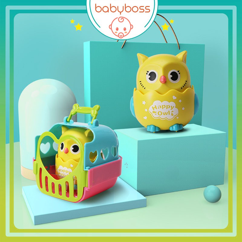 Đồ chơi vui nhộn chim cú có lồng đáng yêu cho bé chạy dây cót - babyboss