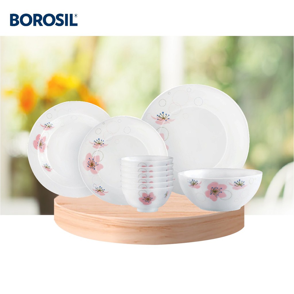 Bộ bát đĩa  Larah Borosil thủy tinh 10 chi tiết, sản xuất Ấn Độ, dùng lò vi sóng, máy rửa bát - BRS10I