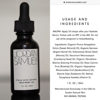 Retinol nền oil Jordan Samuel étOILe Retinol Treatment Oil 30 ml ngừa lão hóa