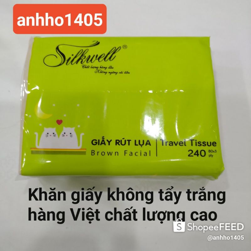 (Freeship Xtra) (TPHCM) Thùng 60 gói khăn giấy Silkwell mèo 240 lớp siêu mềm siêu chất