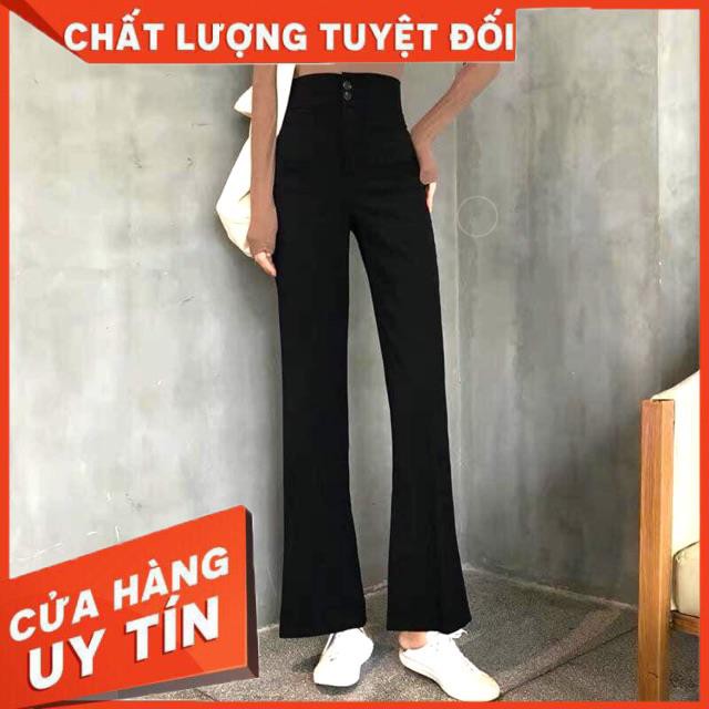 Quần vải ống loe lưng siêu cao- dáng dài 100cm
