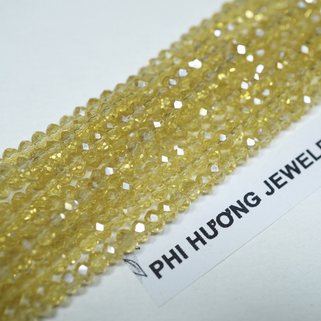1 dây khoảng ~130 hạt pha lê bánh cam 3mm nhiều màu đính quần áo