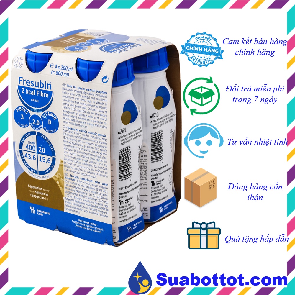 Sữa Fresubin 2Kcal Fibre Cho người bênh thận(1 vỉ 4 chai x 200ml)