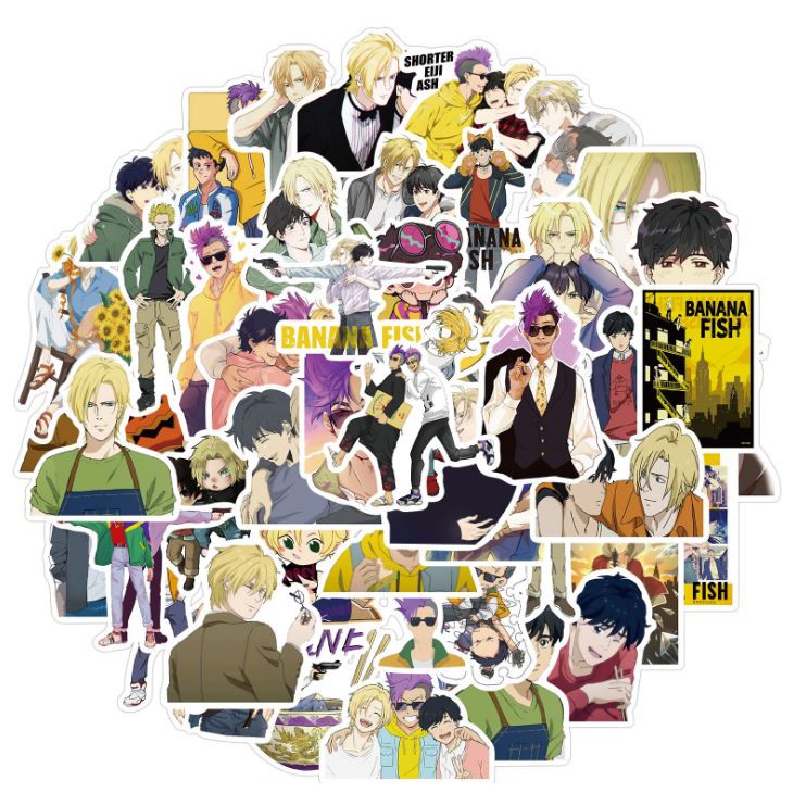 Sticker ANIME NHẬT BẢN BANANA FI nhựa PVC không thấm nước, dán nón bảo hiểm, laptop, điện thoại, Vali, xe, Cực COOL #152