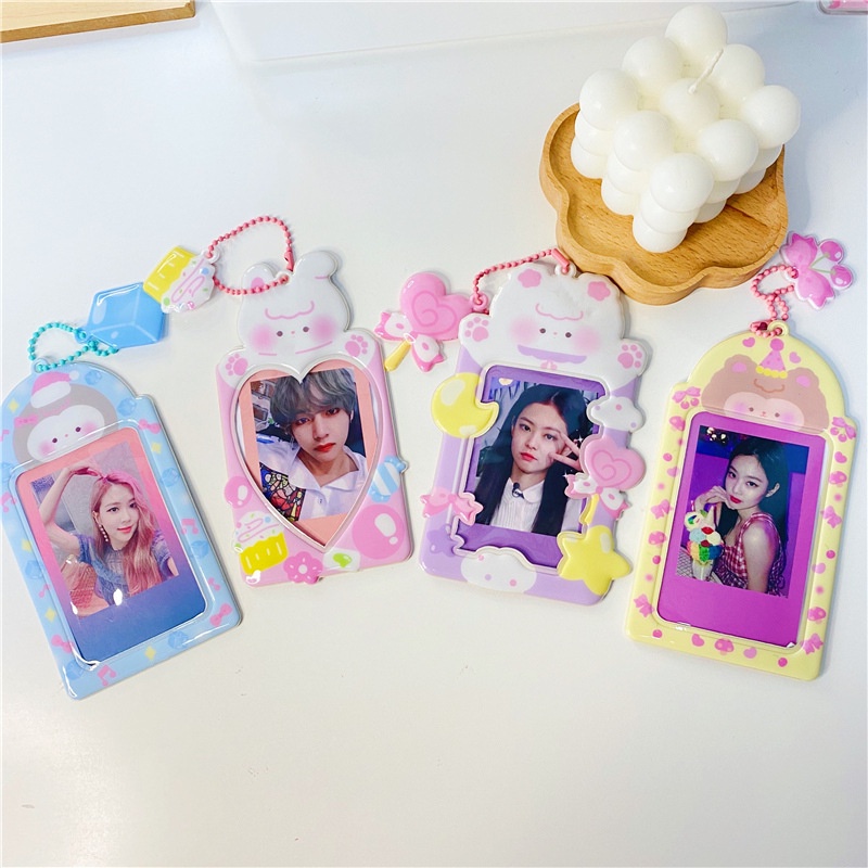 Móc Khóa Đựng Thẻ/Ảnh/Thẻ Hình Xe Buýt/Thẻ ID Phối Móc Khóa Kiểu Kpop Dễ Thương