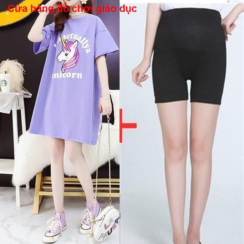 XINH XINH Bà bầu váy mùa hè Hàn Quốc bộ đồ cotton rộng giữa dài trên đầu ngắn tay áo thun hai mảnh hợp thời trang RẺ QUÁ