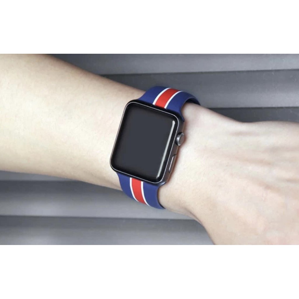 Dây Apple Watch Cao Su phối 3 màu Gu.c.ci Size L Chất Liệu Silicone dày dặn