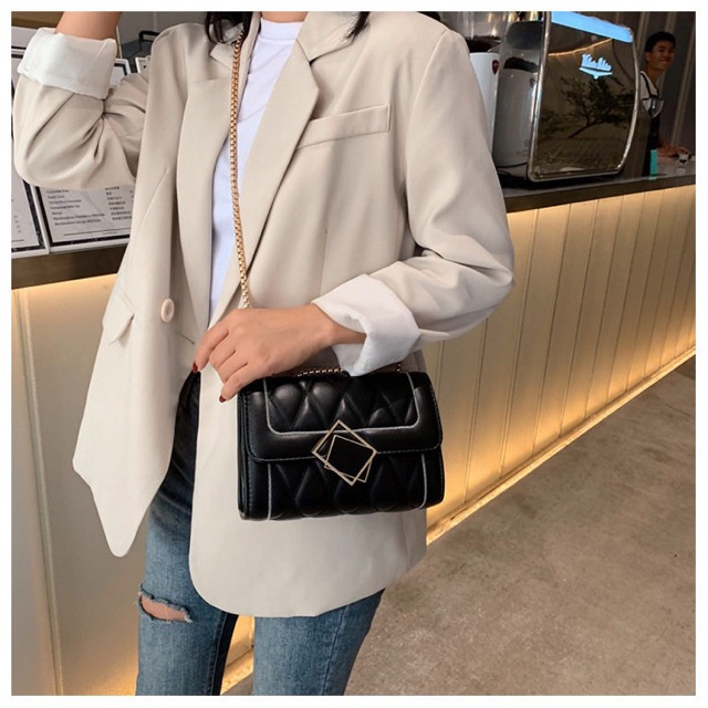Túi xách nữ trần trám  đeo chéo  phối khóa kính nghiêng độc đáo trendy   TDC2113