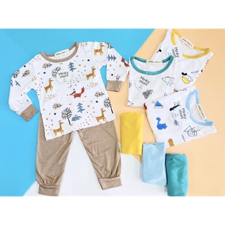 Bộ dài tay cho bé thun lạnh Minkymom hoạ tiết dễ thương
