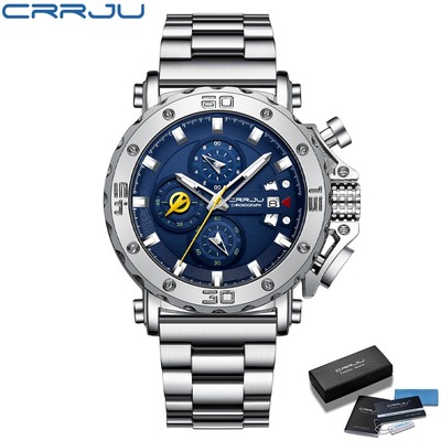 Đồng hồ quartz CRRJU 2294S chất liệu thép không gỉ đa năng chống thấm nước