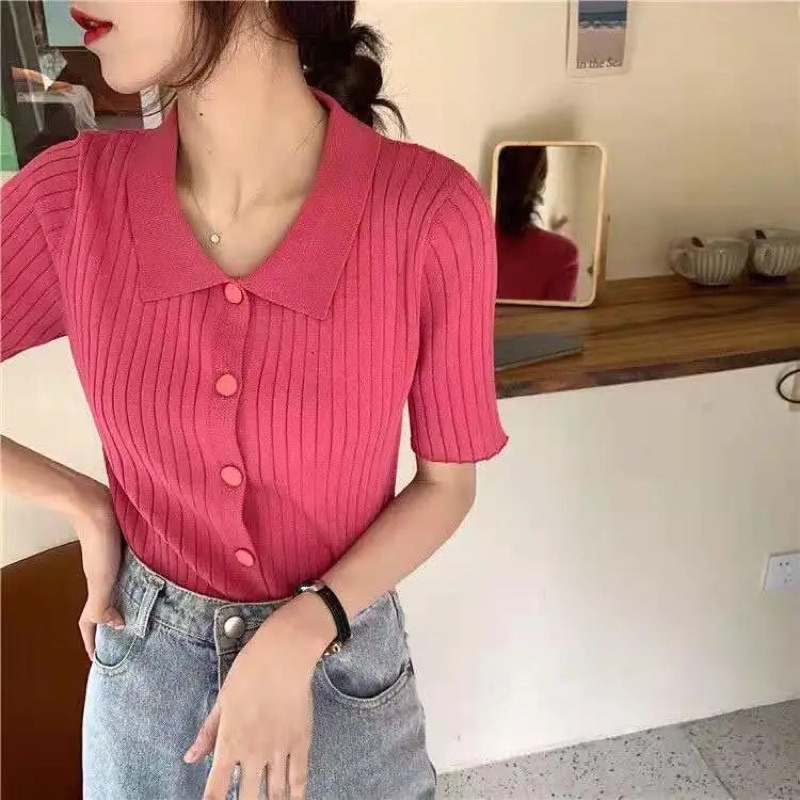 Áo polo len thoáng mát có cúc cho nàng xinh xắn | BigBuy360 - bigbuy360.vn