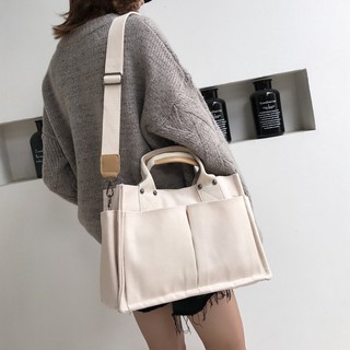 Túi tote đeo vai chất liệu vải bố thời trang cho nữ