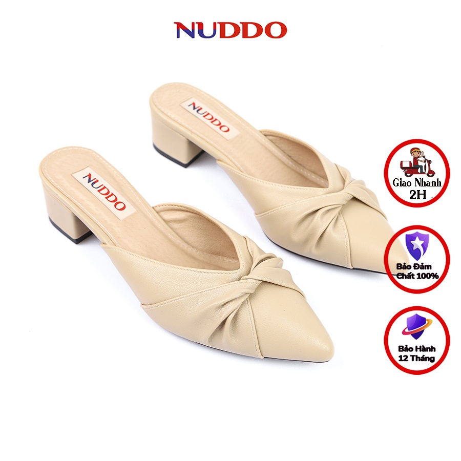 Giày sục nữ cao gót 3 phân mũi nhọn gót vuông da mềm đẹp phong cách thời trang công sở NUSU3