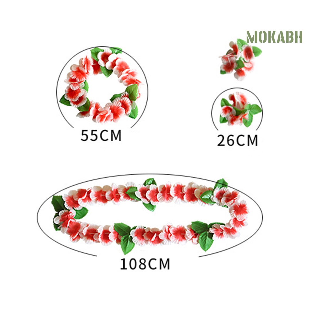 Bộ Vòng Cổ + Vòng Tay + Vòng Tay Lei Màu Tươi Sáng Thoáng Khí Phong Cách Hawaiian Thích Hợp Cho Các Bữa Tiệc Ngoà