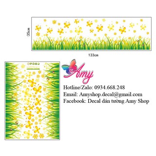 Decal trang trí chân tường bướm vàng
