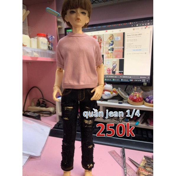 Quần jean BJD dài kiểu kim sa wax thời trang cao cấp size 1/4