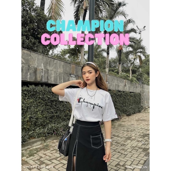 Áo thun Champion Tagless Drip Logo unisex Chính Hãng