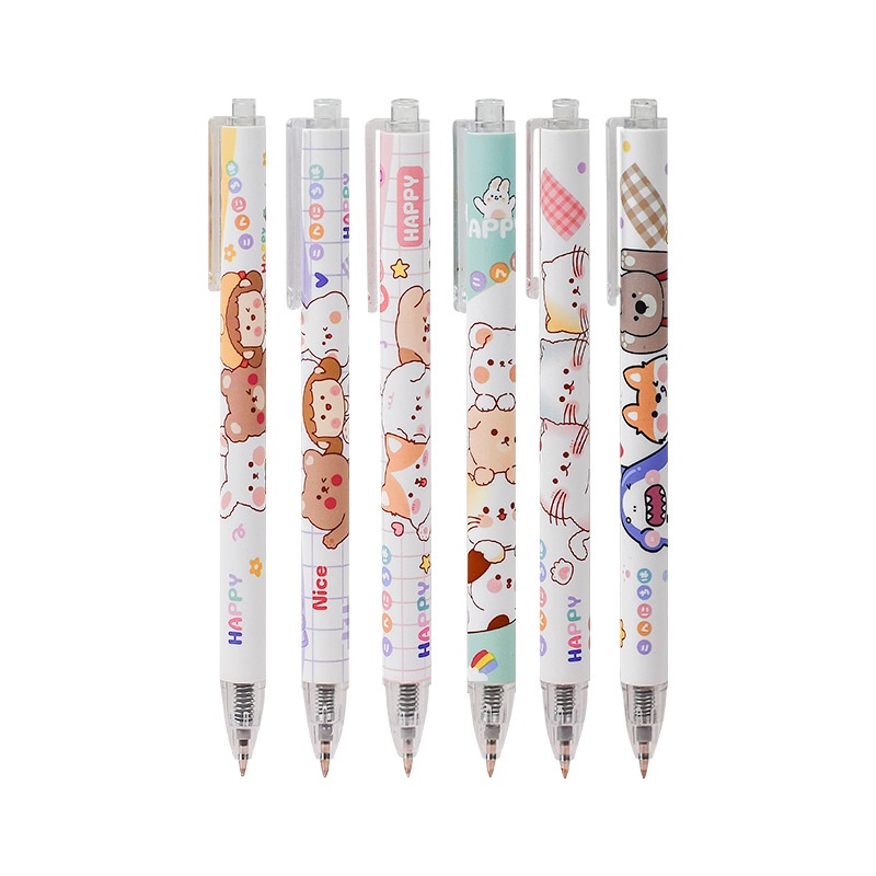 Enjoymore Bút Bi Cute Hình Mèo, Cô Gái Dễ Thương Ngòi Bấm 0.5mm Mực Gel Học Sinh Màu Mực Xanh Viết Bi Nước Muji