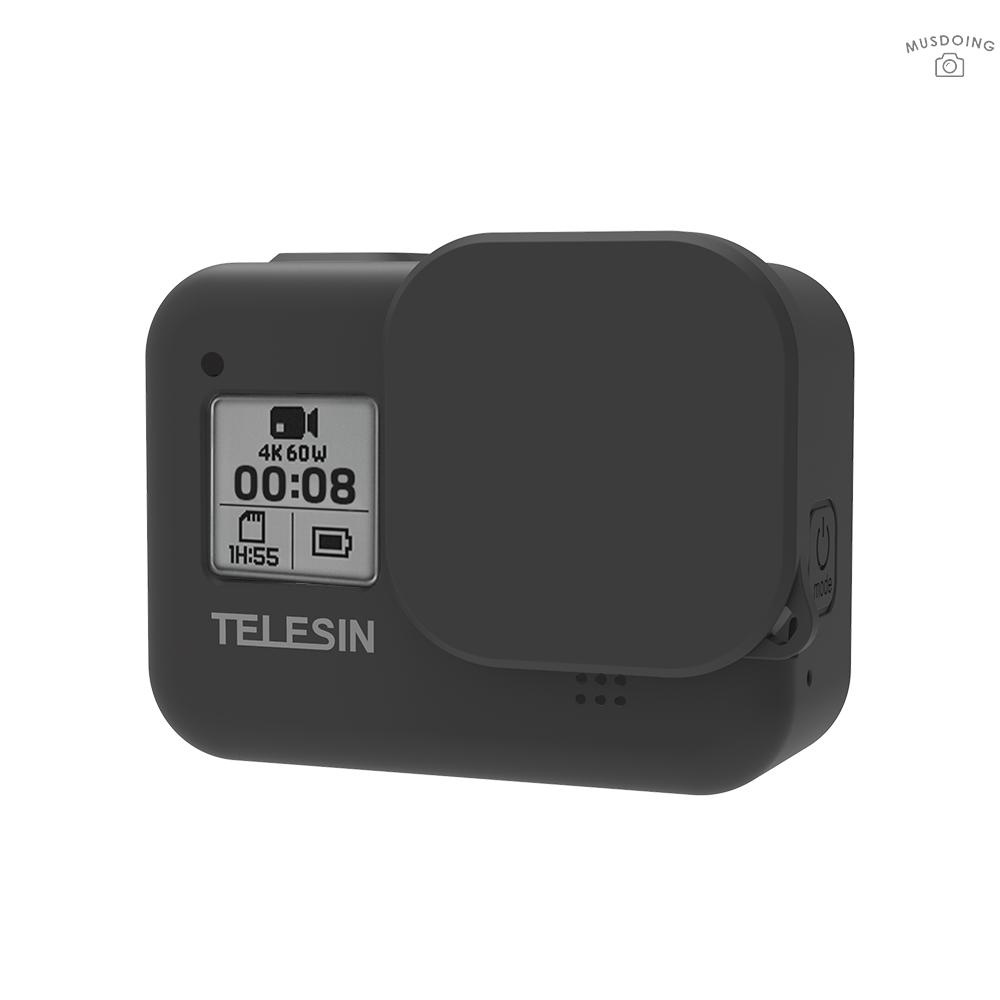 TELESIN Vỏ Silicon Cao Su Bảo Vệ Ống Kính Máy Ảnh Kèm Dây Đeo Cho Gopro Hero 8