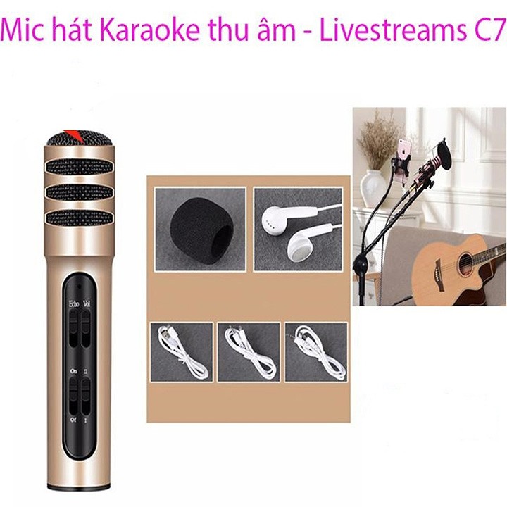 Micro Karaoke Livestream Thu Âm C7 Âm thanh cực chất