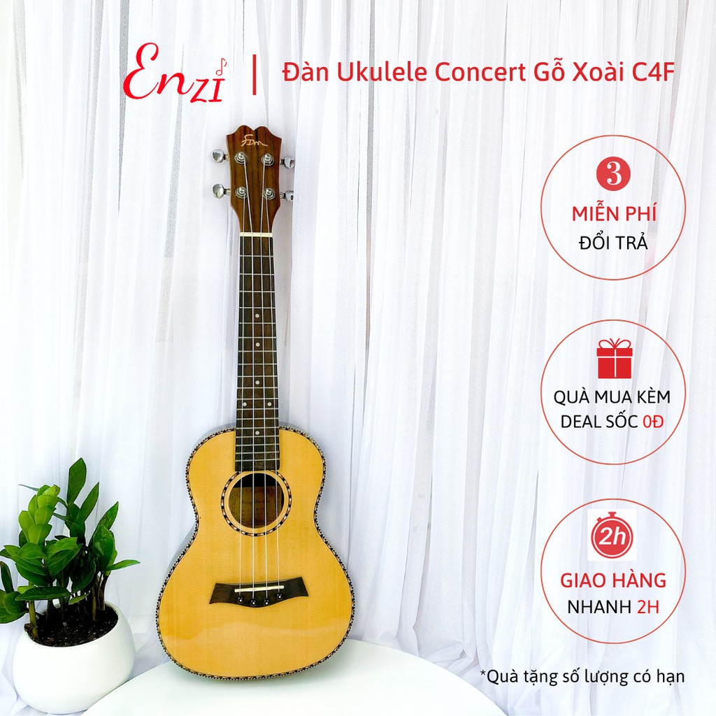 Đàn ukulele concert Mã C4F size 23 inch gỗ dáng khóa classic cổ điển giá rẻ chất lượng tốt Enzi