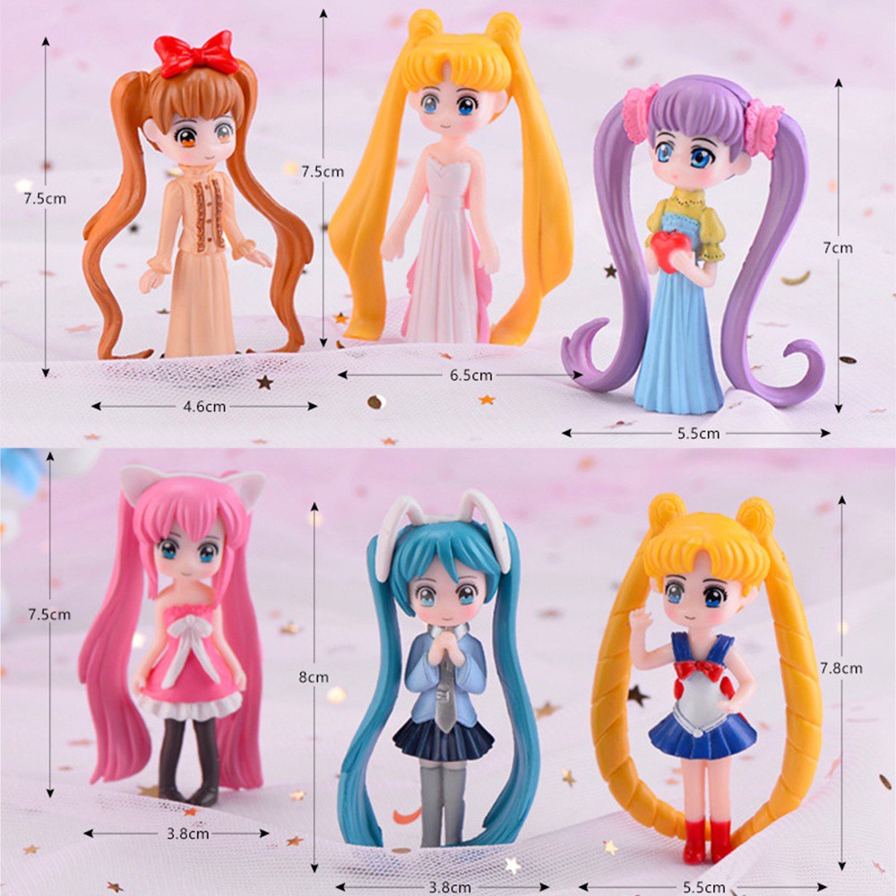 DWAYNE Anime Beauty Figurine Cartoon Ornament Cake Decoration Home Decor Doll Kids Gifts Long Hair Garden Miniatures