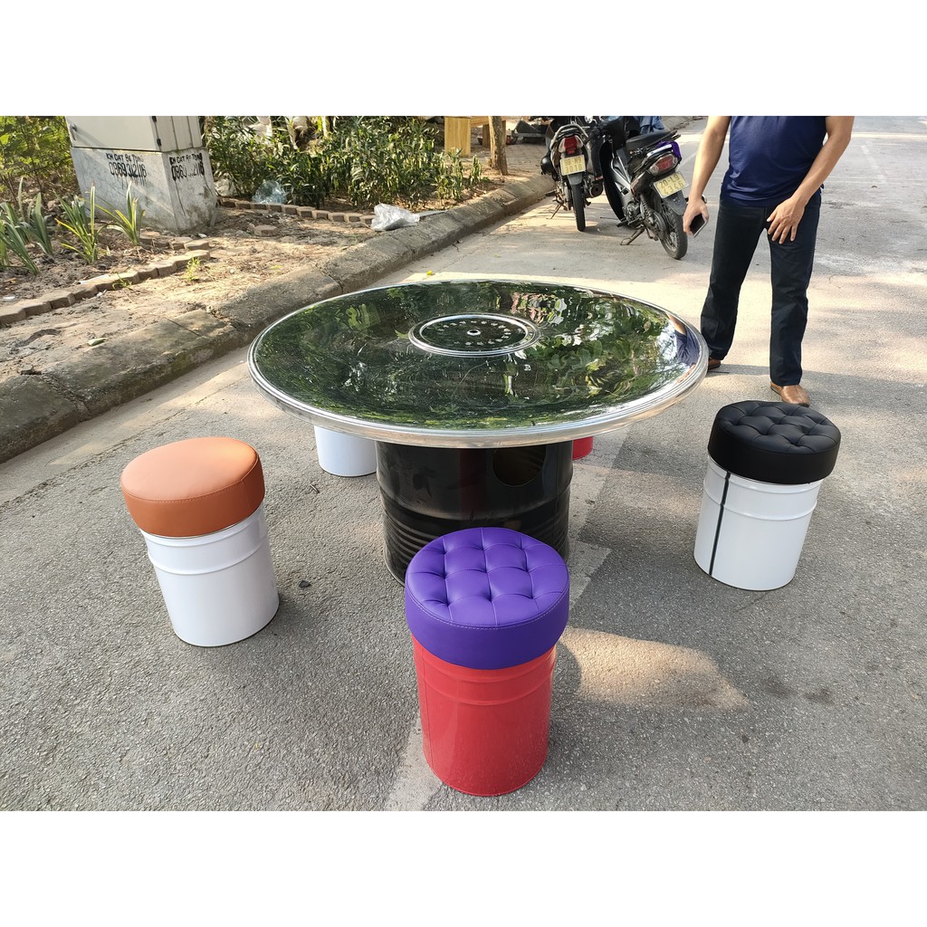 Bộ Bàn Ghế Chân Thùng Phuy Giá Tốt( miễn phí giao hàng nội thành Hà Nội) | BigBuy360 - bigbuy360.vn