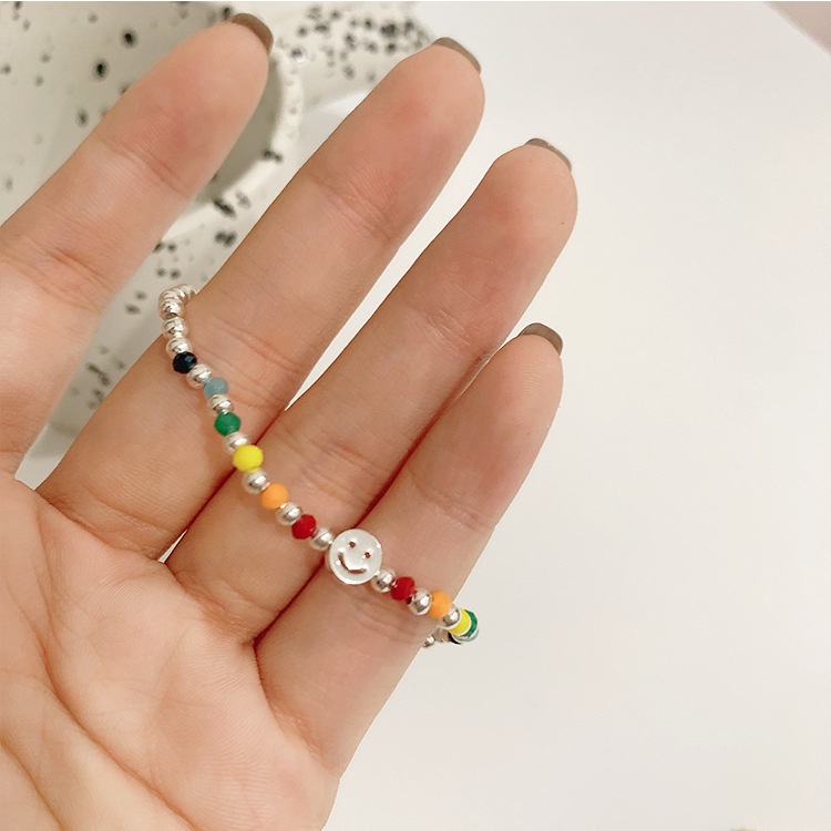 Vòng đeo tay hình đám mây mặt cười xinh xắn màu sắc cầu vồng đơn giản