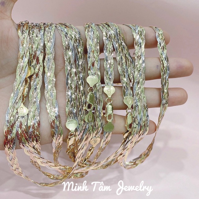 KIỀNG MỀM BẠC Ý XI 3 MÀU TẾT 5-HÀNG CAO CẤP