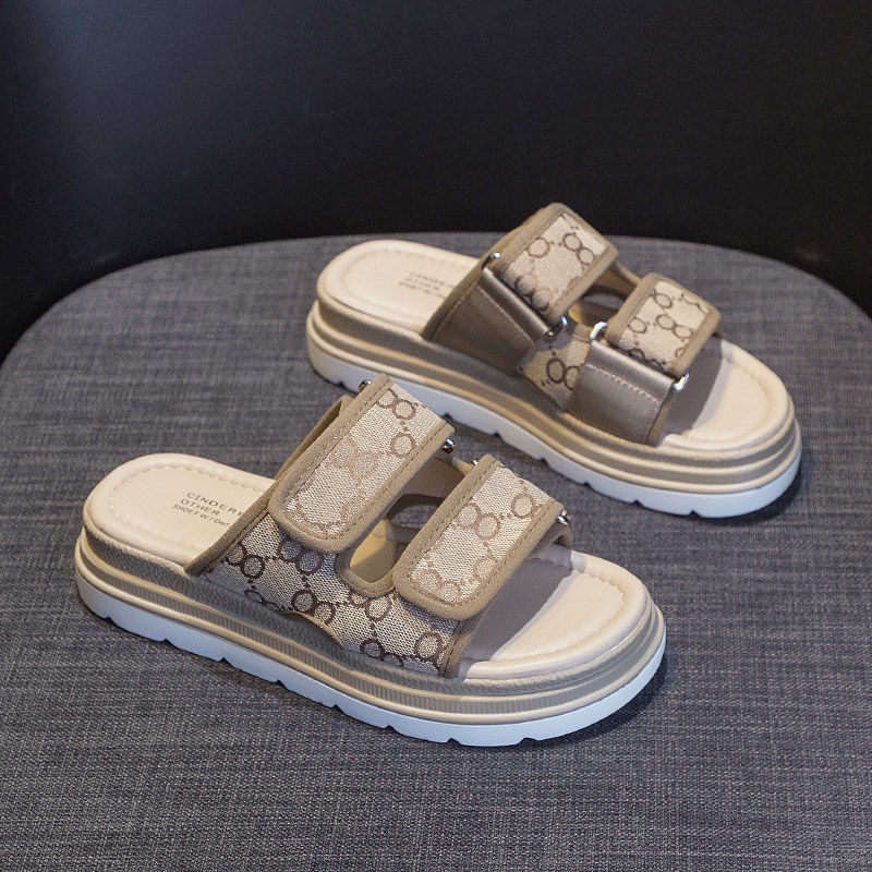 🔥giá thấp🔥Dép Quai Ngang Đế Dày Phong Cách Hàn Quốc Thời Trang Mới Cho Nữ Velcro thoáng khí mặc học sinh chống trượt