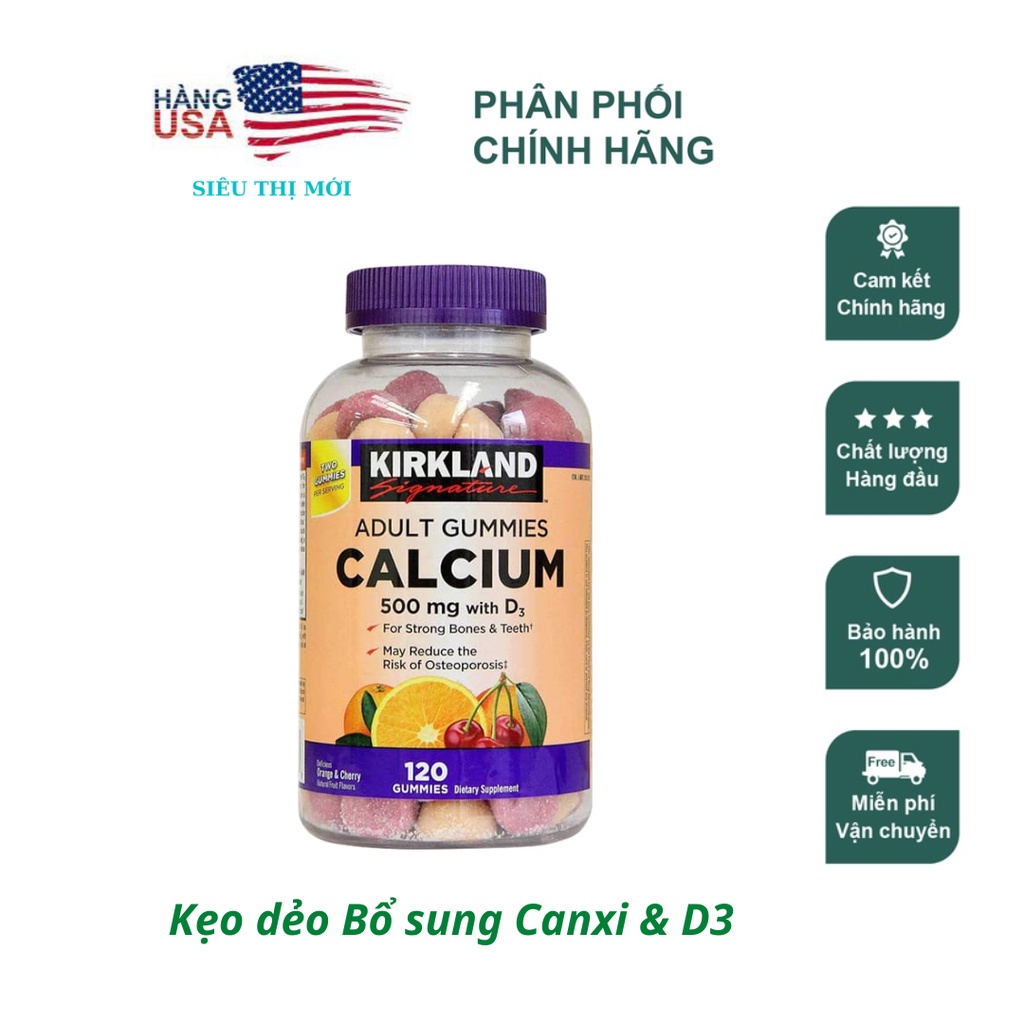 Date 4/2024 Kẹo Dẻo Kirkland Calcium Adult Gummies 120v