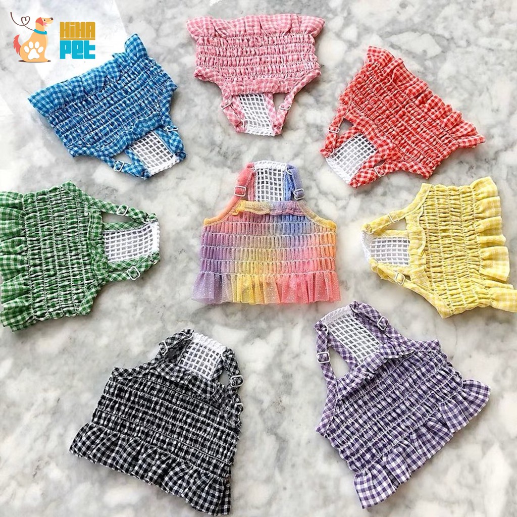 Váy Cho Chó Mèo Công Chúa Hai Dây Mát Mẻ Quần Áo Thú Cưng Mùa Hè Cao Cấp Hihapet.