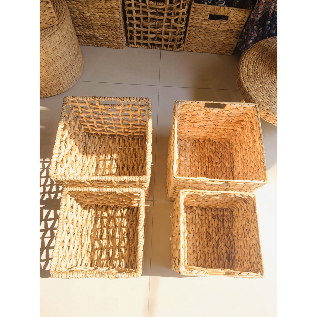 Giỏ đựng đồ đa năng, giỏ vuông hộc tủ, đựng sách ,giỏ đựng quần áo, trang trí nhà cửa, sọt cói,giỏ mây