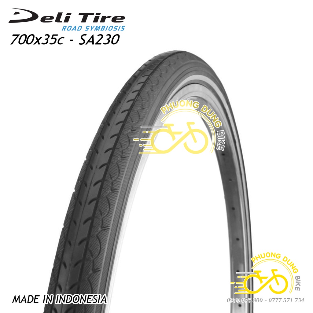 Cặp Lốp (vỏ) và Ruột (săm) xe đạp Deli Tire SA230 700x35C