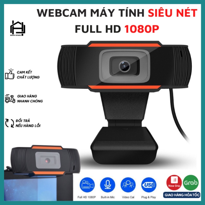 Webcam máy tính FULL HD 1080P có mic, Web camera laptop full box siêu nét hỗ trợ livestream, học trực tuyến