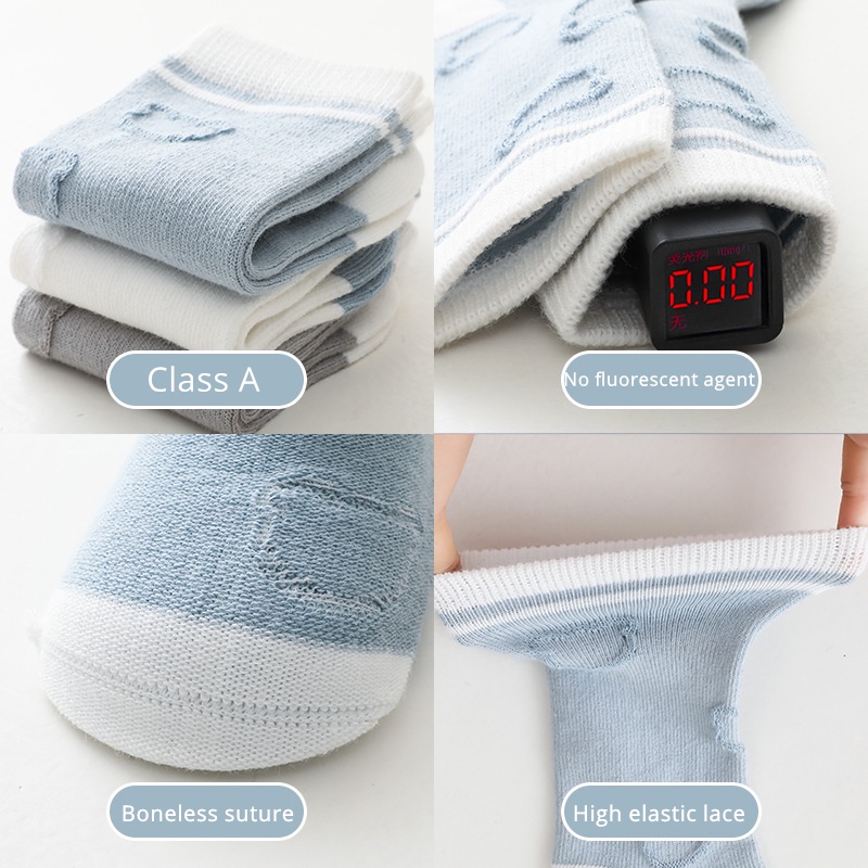 Bộ 3 đôi vớ KOKOROCARE YS-11 cổ cao vừa họa tiết gấu đáng yêu cỡ S/ XL dành cho bé 0-1/ 5-8 tuổi