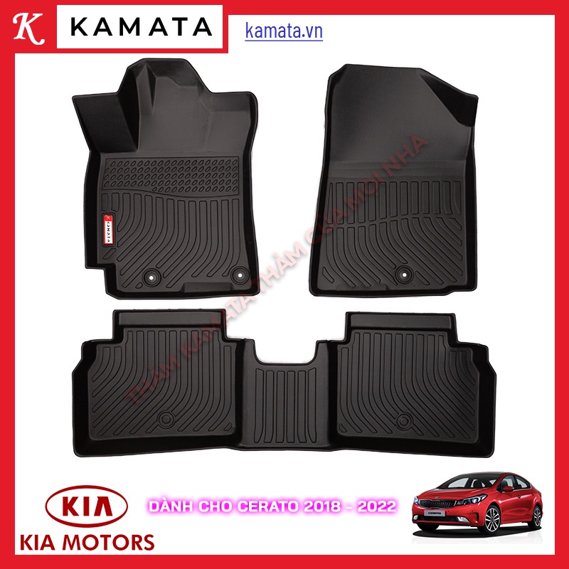 Thảm lót sàn ô tô KIA Cerato/ K3 2018 - 2022 đúc nguyên khối TPE (3 tấm/Bộ)