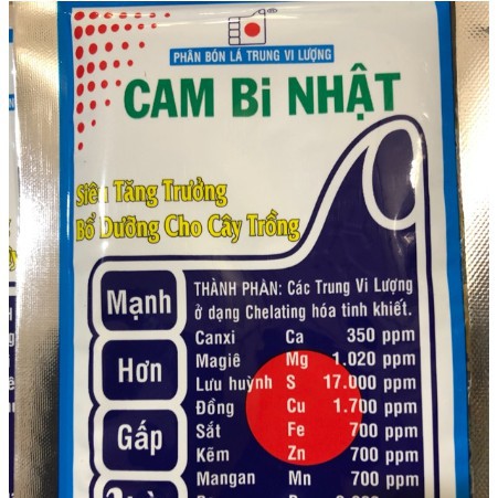CAM BI NHẬT 308 BỔ SUNG VI LƯỢNG CHO CÂY TRỒNG