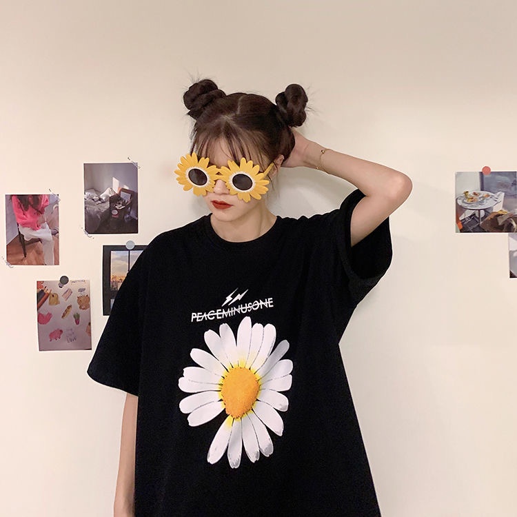 Áo thun tay lỡ nam nữ phông form rộng Unisex mặc cặp, nhóm, lớp, in hình hoa cúc